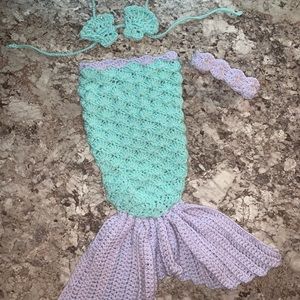 Handmade crochet baby girl Mermaid photo prop